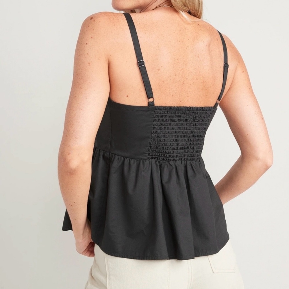 Old Navy Women's Smocked Babydoll Cami Swing Top Size M Gray Charcoal Cotton - Picture 2 of 13